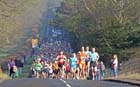 Soon after the start of the Run northumberland Half Marathon.